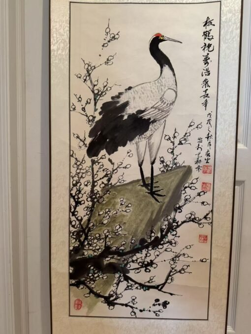 Majestic Crane and Plum Blossoms